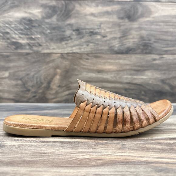 NIB Roan Bed Stu Chastity 7 37 Leather Huarache Slide Flat Sandals Almond Oats - Picture 6 of 11